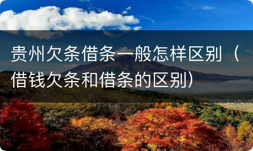 贵州欠条借条一般怎样区别（借钱欠条和借条的区别）