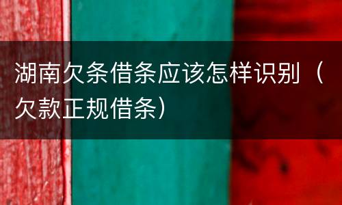 湖南欠条借条应该怎样识别（欠款正规借条）
