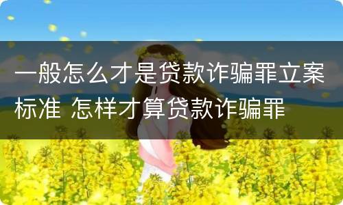 一般怎么才是贷款诈骗罪立案标准 怎样才算贷款诈骗罪