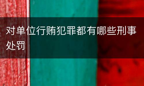 对单位行贿犯罪都有哪些刑事处罚