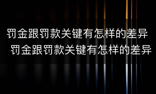 罚金跟罚款关键有怎样的差异 罚金跟罚款关键有怎样的差异呢