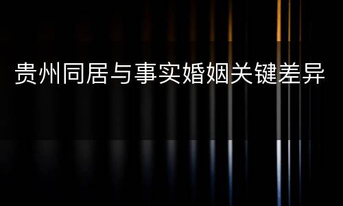 贵州同居与事实婚姻关键差异