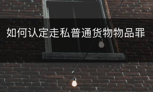 如何认定走私普通货物物品罪