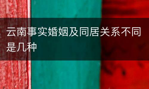 云南事实婚姻及同居关系不同是几种