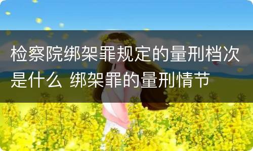 检察院绑架罪规定的量刑档次是什么 绑架罪的量刑情节