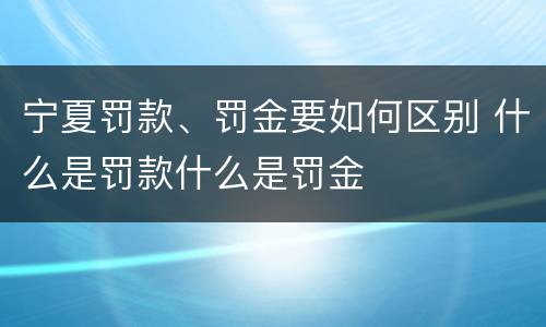 宁夏罚款、罚金要如何区别 什么是罚款什么是罚金