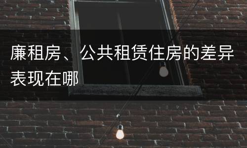 廉租房、公共租赁住房的差异表现在哪