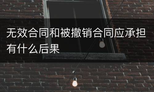 无效合同和被撤销合同应承担有什么后果