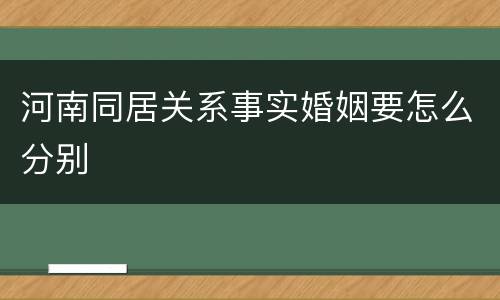 河南同居关系事实婚姻要怎么分别