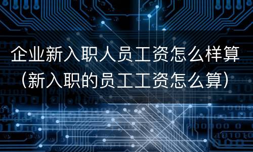 企业新入职人员工资怎么样算（新入职的员工工资怎么算）