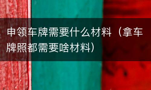 申领车牌需要什么材料（拿车牌照都需要啥材料）