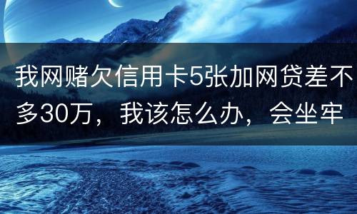 我网赌欠信用卡5张加网贷差不多30万，我该怎么办，会坐牢吗？没钱还，还不上了