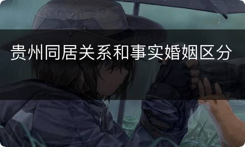 贵州同居关系和事实婚姻区分