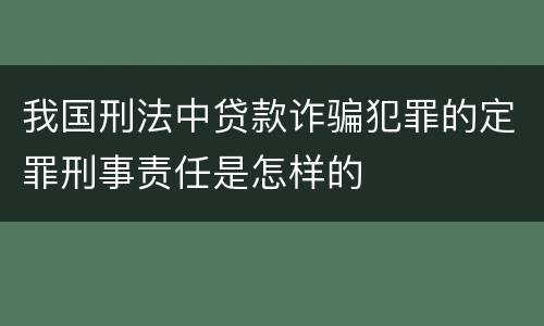 我国刑法中贷款诈骗犯罪的定罪刑事责任是怎样的