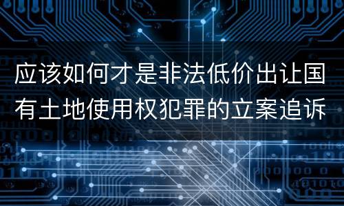 应该如何才是非法低价出让国有土地使用权犯罪的立案追诉标准