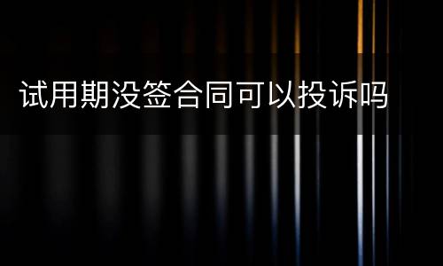 试用期没签合同可以投诉吗