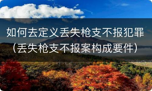 如何去定义丢失枪支不报犯罪（丢失枪支不报案构成要件）