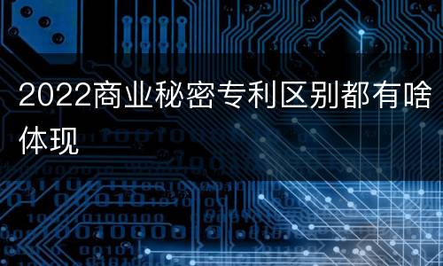 2022商业秘密专利区别都有啥体现