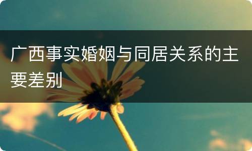 广西事实婚姻与同居关系的主要差别