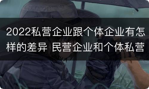 2022私营企业跟个体企业有怎样的差异 民营企业和个体私营