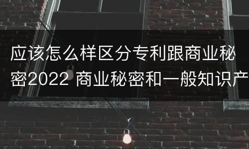应该怎么样区分专利跟商业秘密2022 商业秘密和一般知识产权的区别