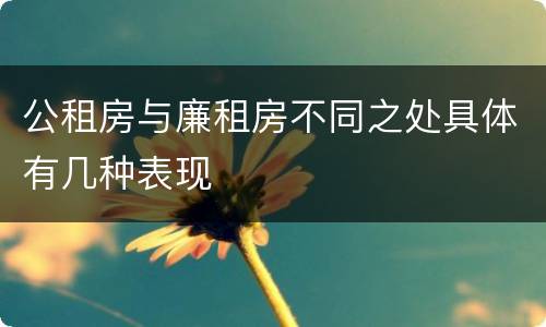 公租房与廉租房不同之处具体有几种表现