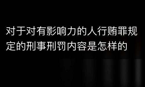 对于对有影响力的人行贿罪规定的刑事刑罚内容是怎样的