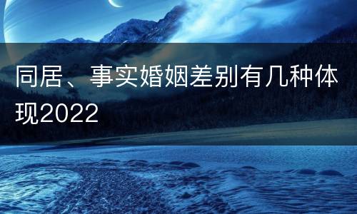 同居、事实婚姻差别有几种体现2022
