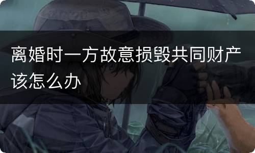 离婚时一方故意损毁共同财产该怎么办