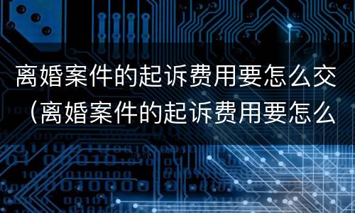 离婚案件的起诉费用要怎么交（离婚案件的起诉费用要怎么交呢）