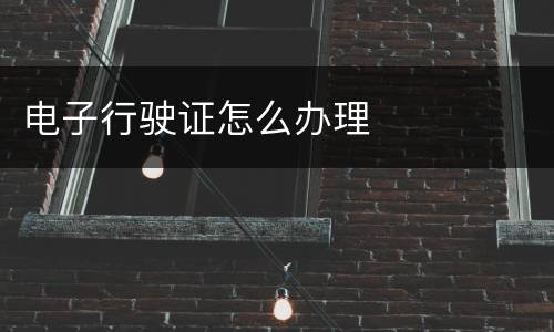 电子行驶证怎么办理