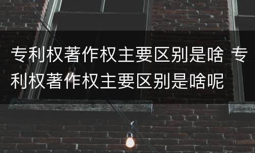 专利权著作权主要区别是啥 专利权著作权主要区别是啥呢