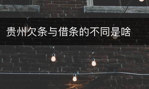 贵州欠条与借条的不同是啥