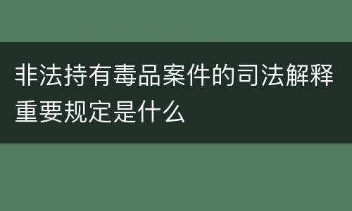 非法持有毒品案件的司法解释重要规定是什么