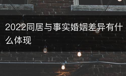 2022同居与事实婚姻差异有什么体现