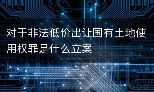 对于非法低价出让国有土地使用权罪是什么立案