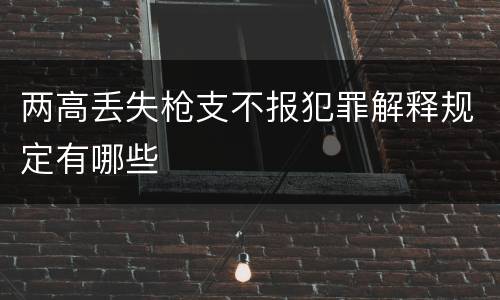 两高丢失枪支不报犯罪解释规定有哪些