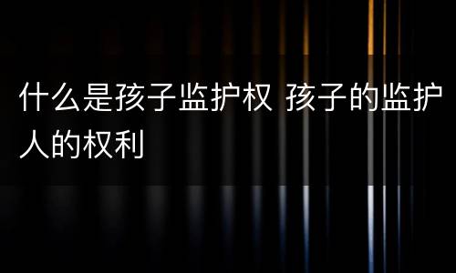 什么是孩子监护权 孩子的监护人的权利