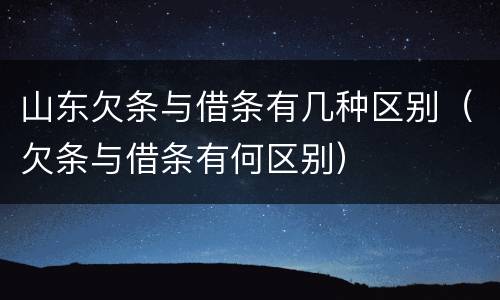 山东欠条与借条有几种区别（欠条与借条有何区别）