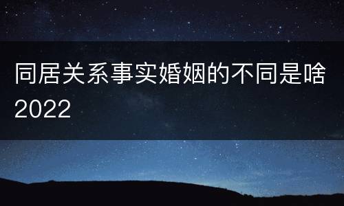 同居关系事实婚姻的不同是啥2022