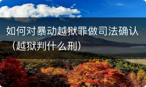 如何对暴动越狱罪做司法确认（越狱判什么刑）