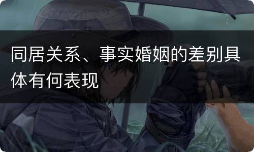 同居关系、事实婚姻的差别具体有何表现