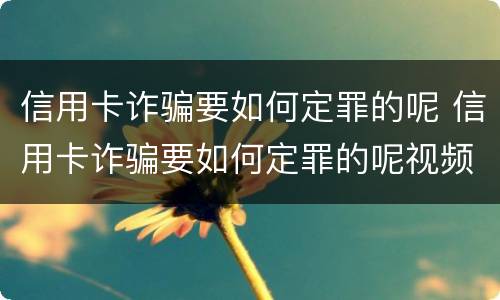 信用卡诈骗要如何定罪的呢 信用卡诈骗要如何定罪的呢视频