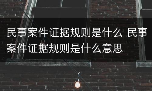 民事案件证据规则是什么 民事案件证据规则是什么意思