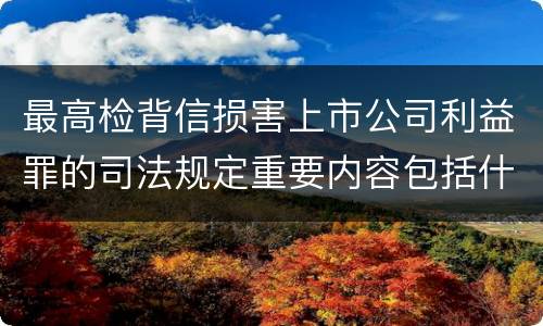 最高检背信损害上市公司利益罪的司法规定重要内容包括什么