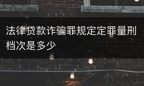 法律贷款诈骗罪规定定罪量刑档次是多少