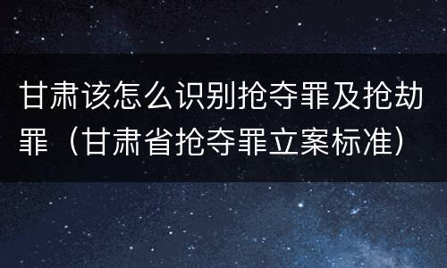甘肃该怎么识别抢夺罪及抢劫罪（甘肃省抢夺罪立案标准）