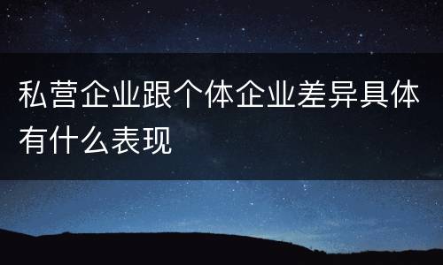 私营企业跟个体企业差异具体有什么表现