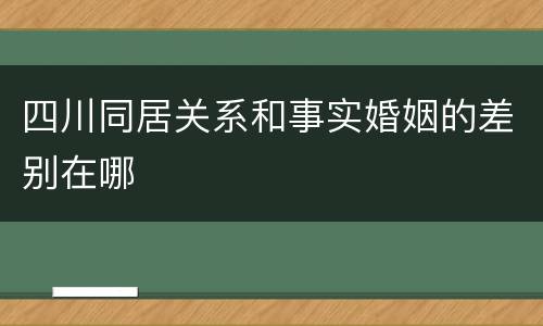 四川同居关系和事实婚姻的差别在哪