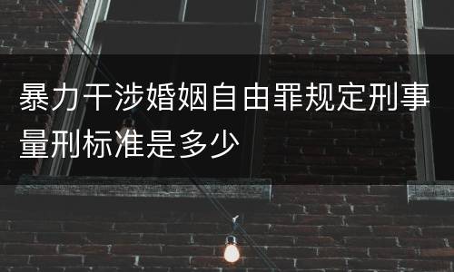 暴力干涉婚姻自由罪规定刑事量刑标准是多少